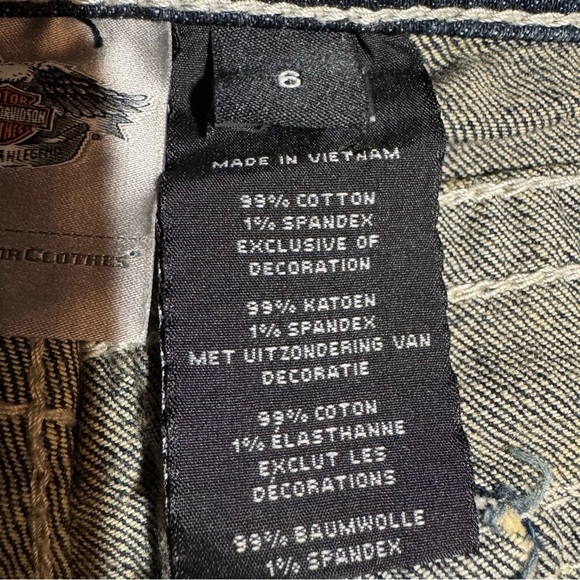 NWOT Harley-Davidson Women’s Denim Jeans SZ 6 Blue Rhinestones Silver Thread Emb - Picture 8 of 10